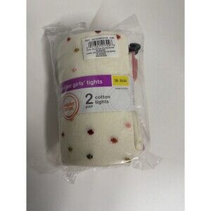 Wonder Nation Cotton Tights, Dots/Stripes 2 Pair, Baby Girl 18-36 Months NWT